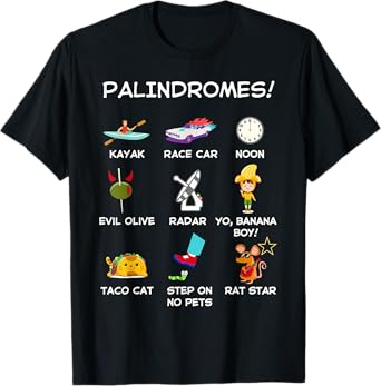Funny Palindromes Set for Palindromists Word Play Games Pun T-Shirt