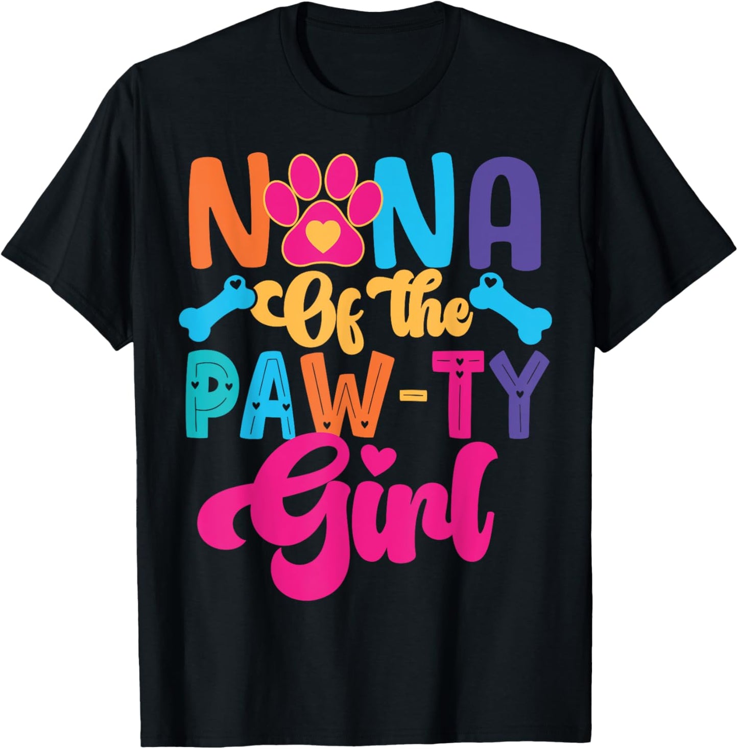 Nana Of The Birthday Girl Dog Paw Family Matching Party T-Shirt