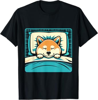 Funny Sleeping Shiba Inu Shirt Lazy Doge Napping Dog Lover Men Women Girls Kids T-Shirt