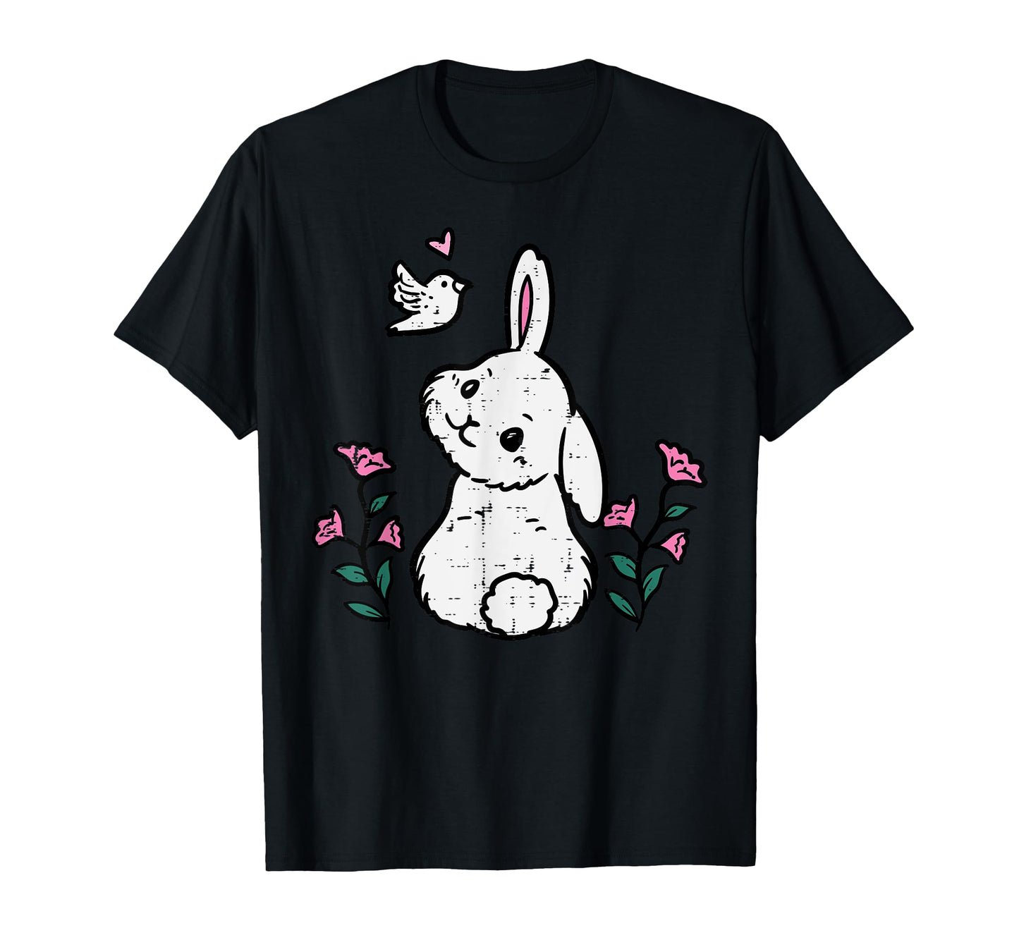 Bunny Bird Flowers Easter Spring Rabbit Women Girls Kids T-Shirt