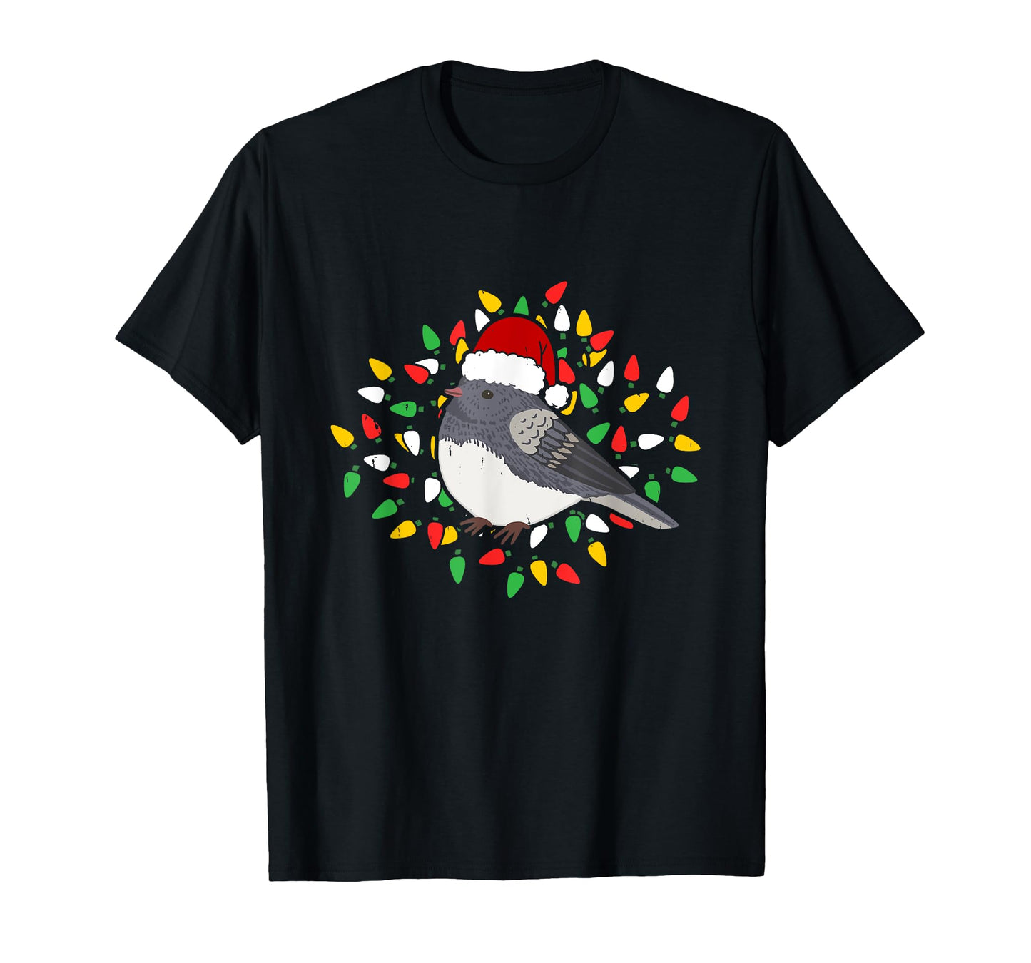Holiday Xmas Santa Hat Dark Eyed Junco Bird Christmas T-Shirt