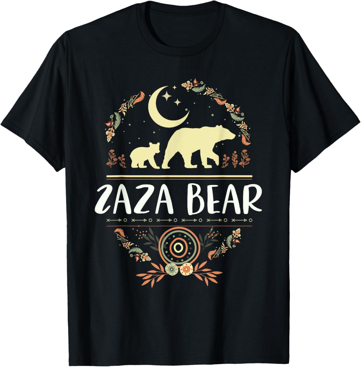 Zaza Bear Floral Matching Family Funny Grandma Bear Boho T-Shirt