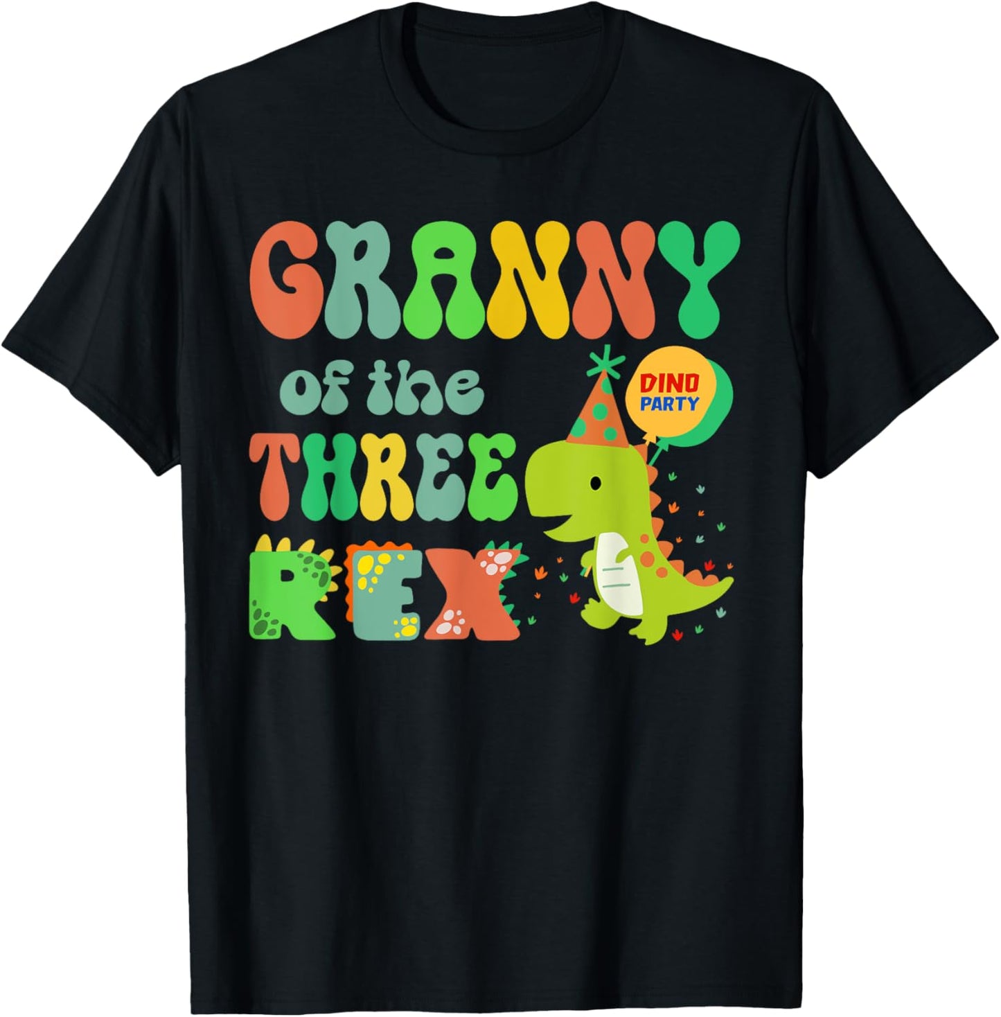 Granny of the Three Rex Birthday Dinosaur Family Matching T-Shirt