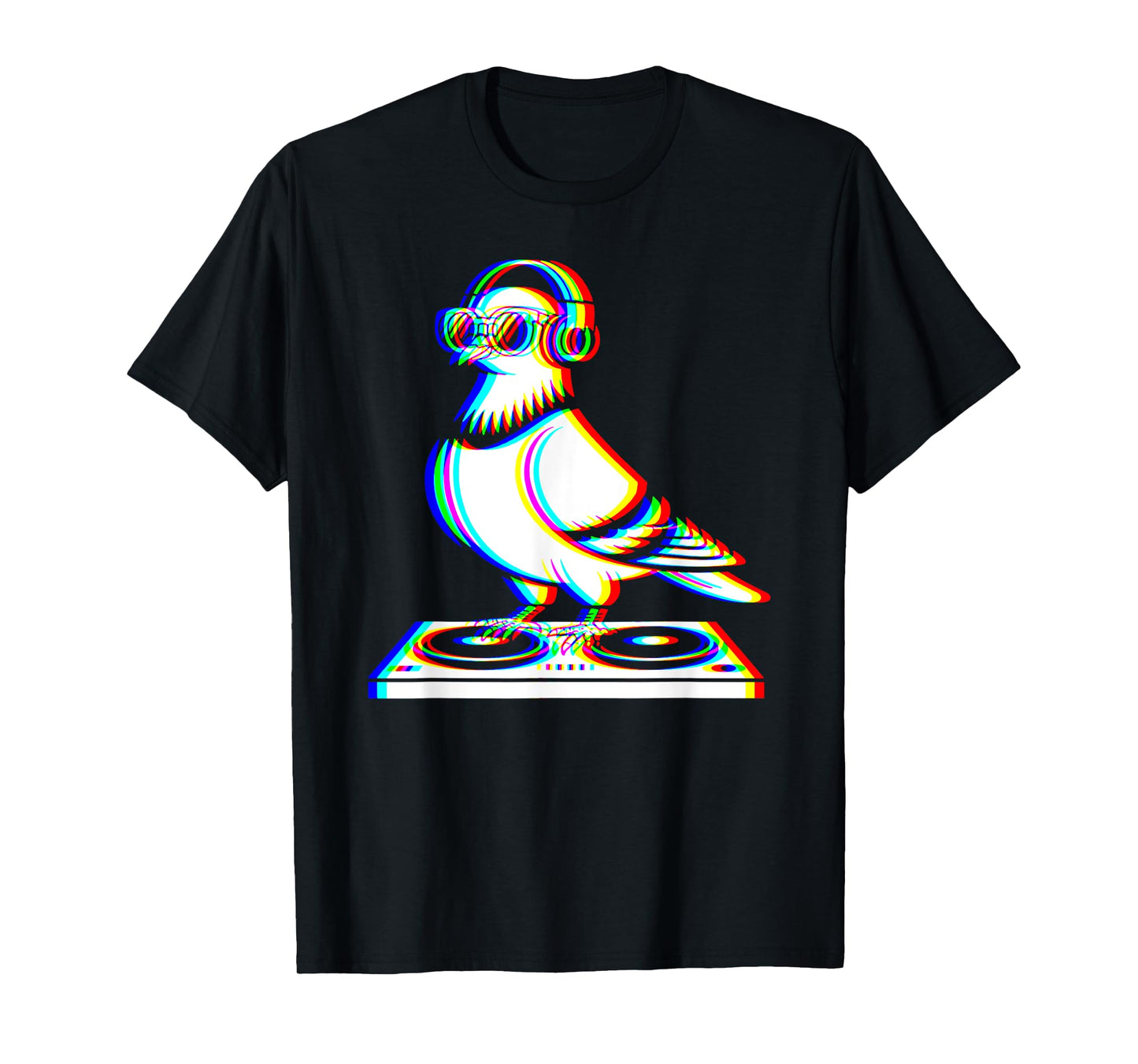 Funny Pigeon DJ Glitch Rave EDM Music Party T-Shirt