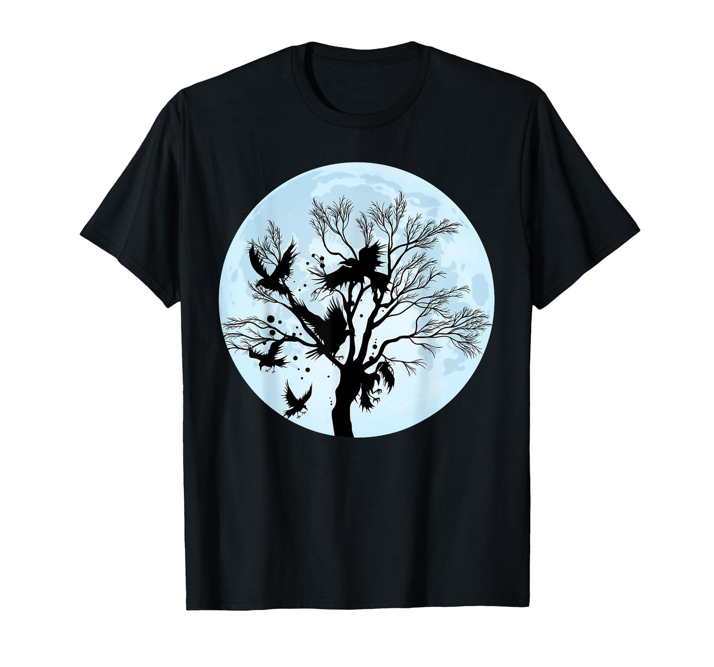 Moonlight Night Black Crow Forest Animal Bird Raven T-Shirt