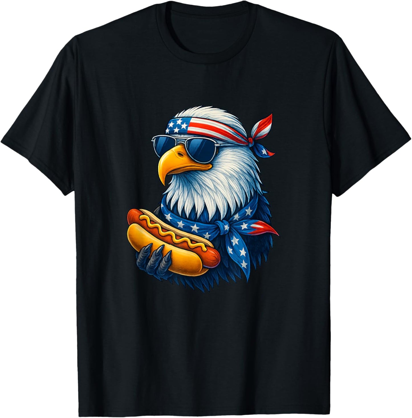 Bald Eagle Hotdog USA Flag Funny 4th Of July Patriotic T-Shirt