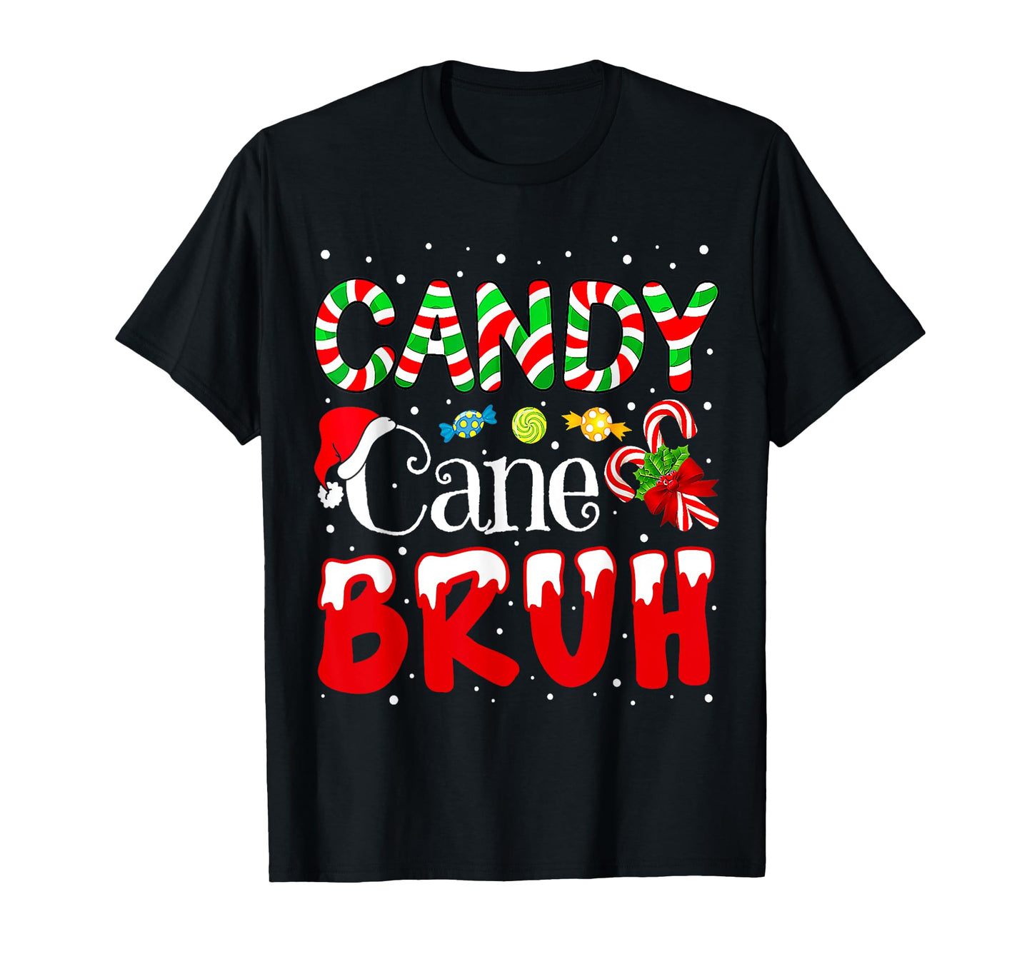 Candy Cane Bruh Christmas Love Candy Boys Girls Kids Xmas T-Shirt