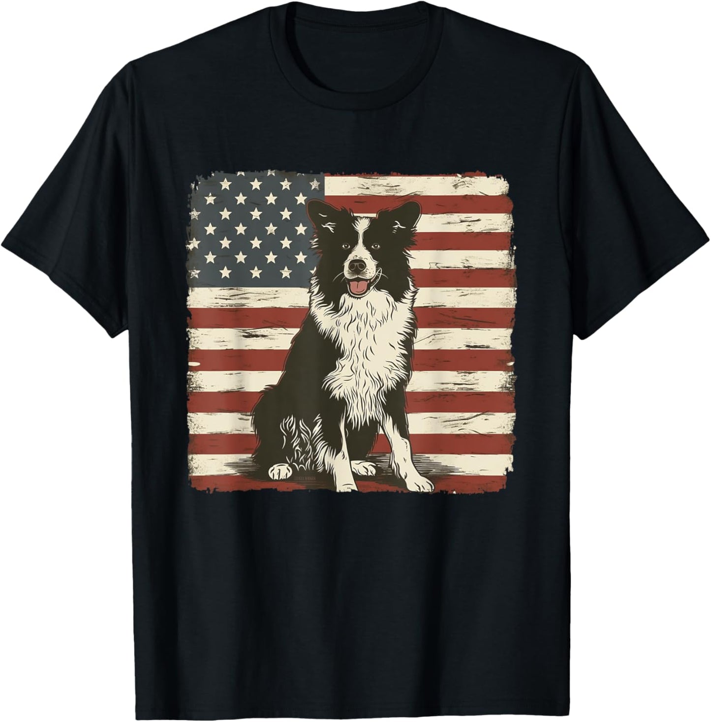 Border Collie Dog American Patriot Fourth of July Women Men T-Shirt