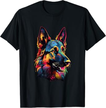 German Shepherd Lover Colorful Pop Art German Shepherd T-Shirt