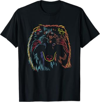 Colourful Dog Rough Collie T-Shirt for Men Women Kids