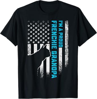 Vintage USA Flag I'm A Proud French Bulldog Grandpa Frenchie T-Shirt