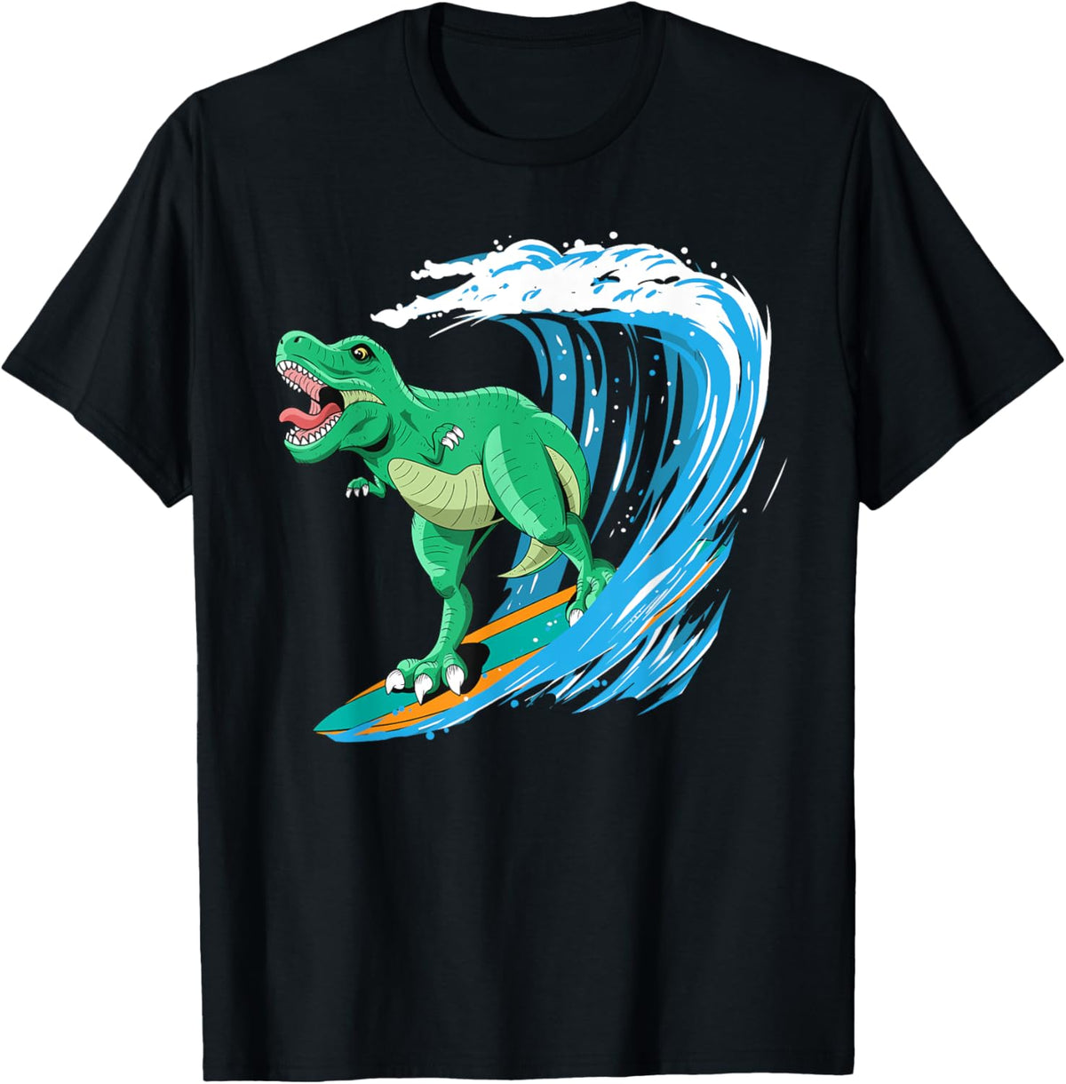 Funny T-Rex Surfing Dinosaur Summer Dino Beach Surfer Men Women Girls Kids T-Shirt