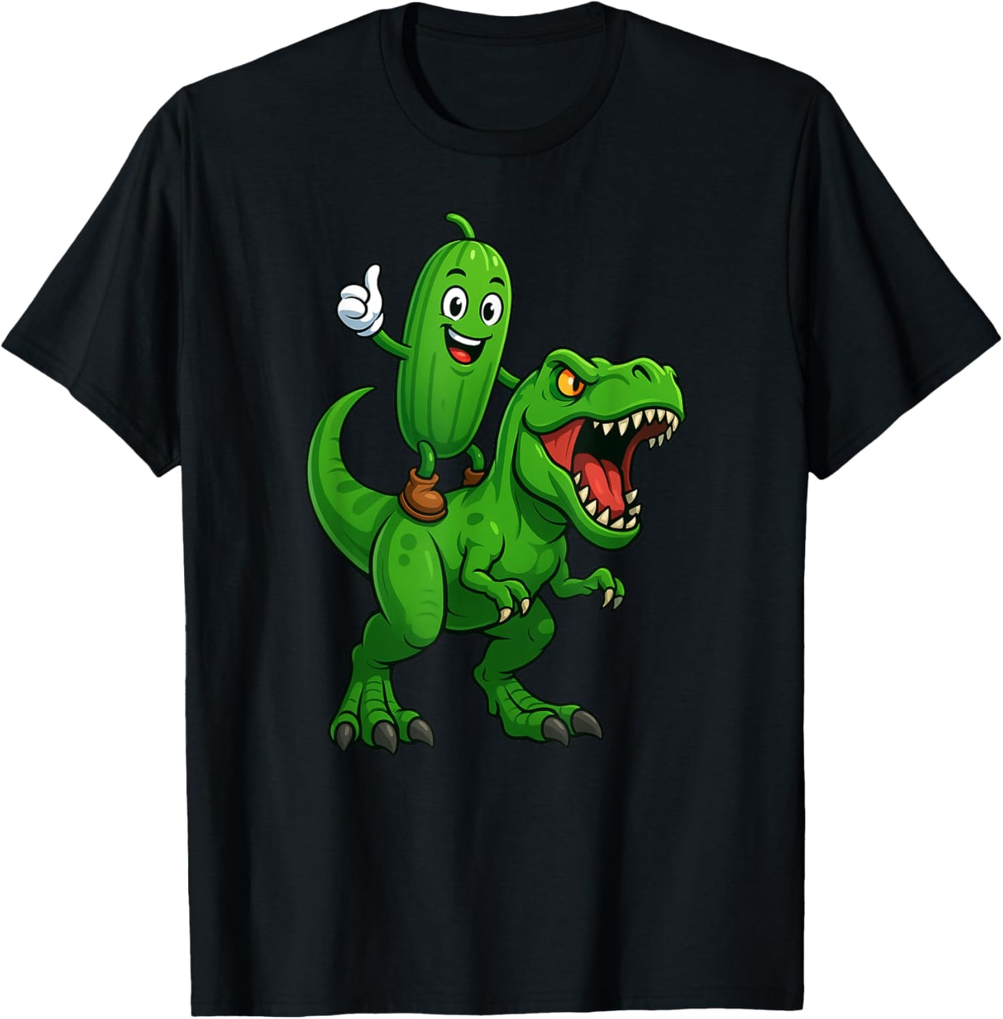 Funny Pickle Dinosaur Trex Cucumber Vegan Boys Girls Kids T-Shirt