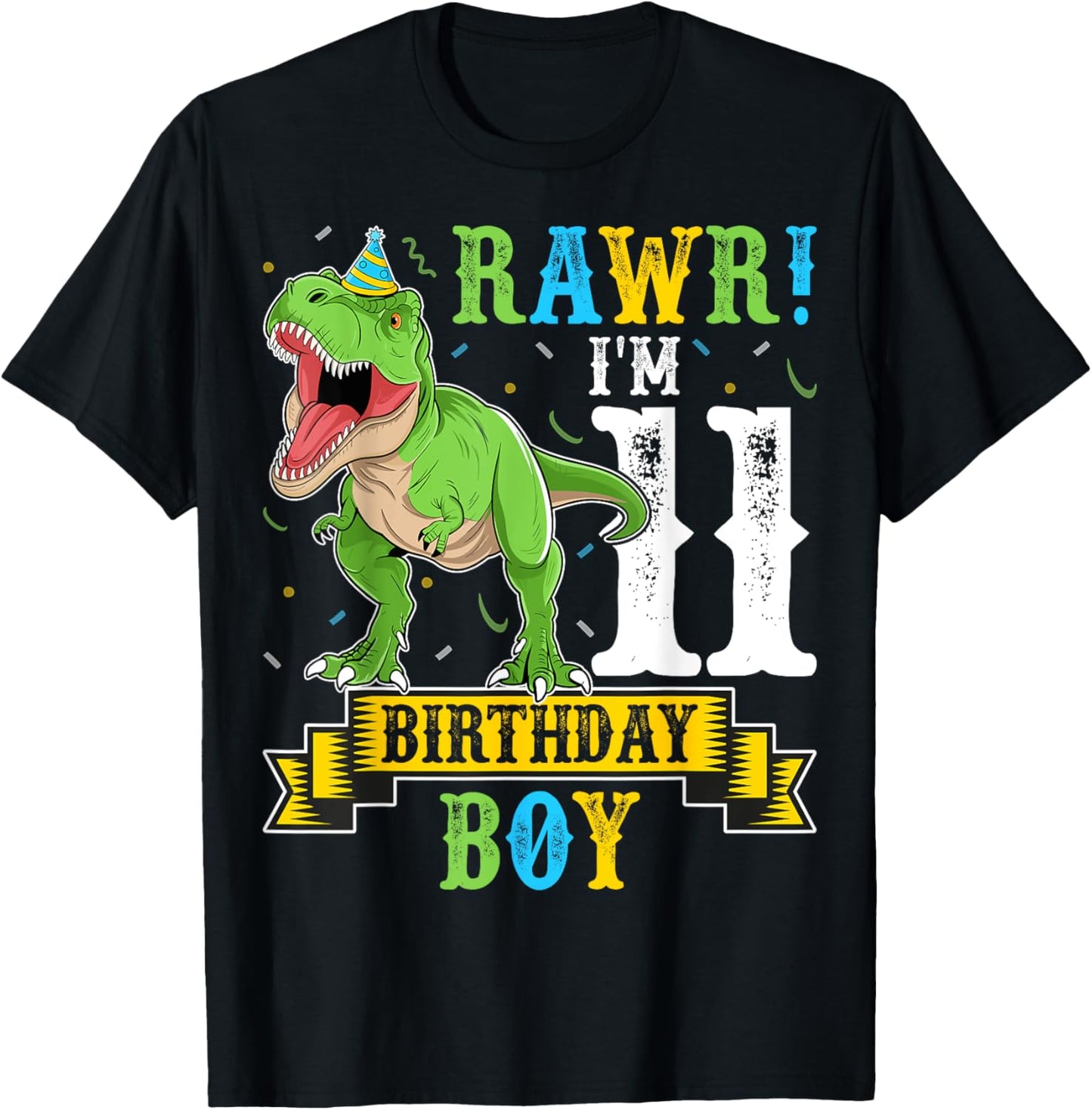 Rawr I'm 11 Birthday Boy Dinosaur T-Rex 11th Birthday Party T-Shirt