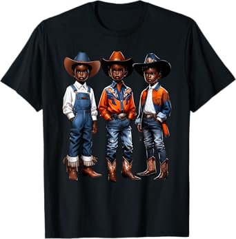 Black Cowboy Western Rodeo Melanin Black History Texas Kids T-Shirt