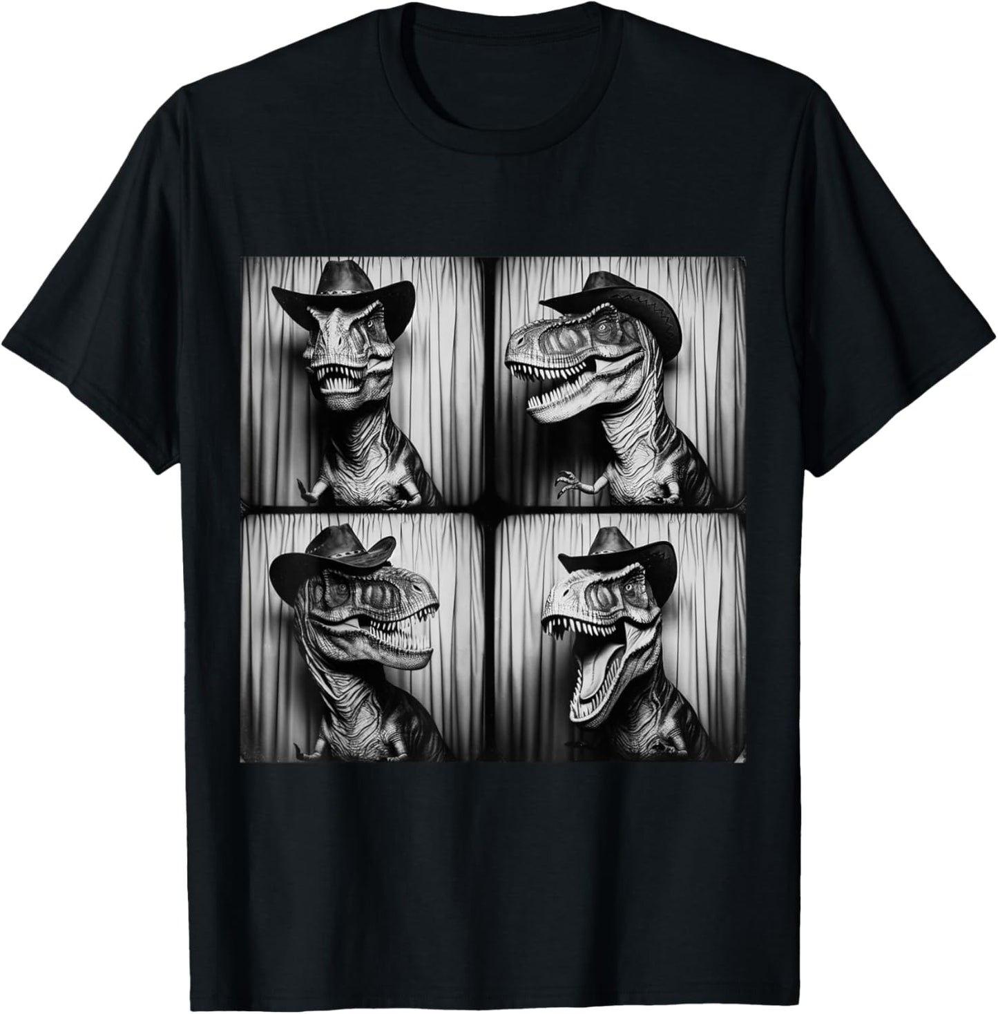 Trex In Cowboy Hat Dinosaur Dino Funny Western Photo Booth T-Shirt