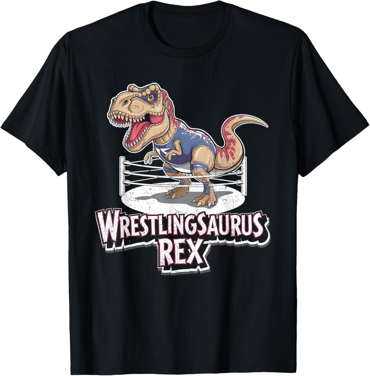 Wrestling Saurus Rex Funny Wrestler Dinosaur Wrestle Grunge T-Shirt