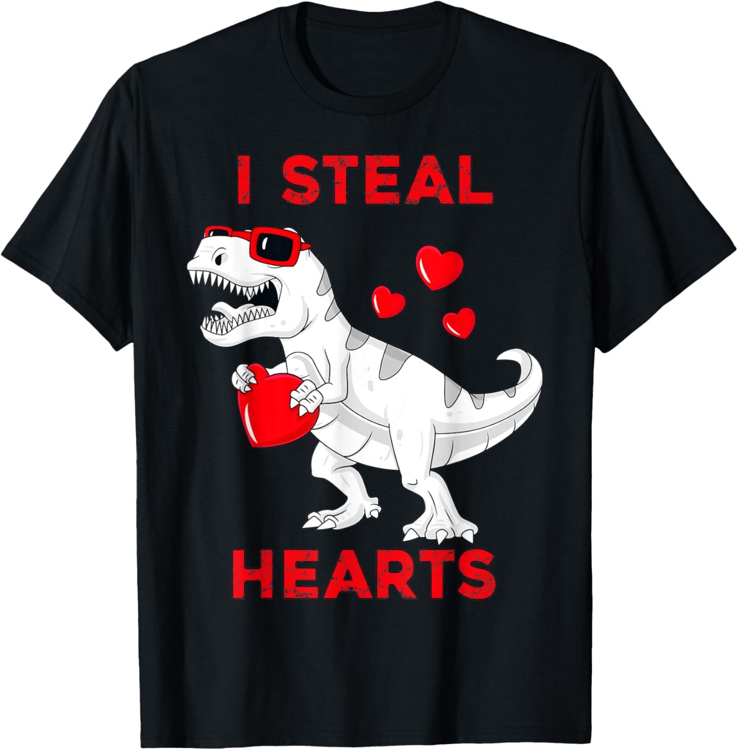 I Steal Hearts Dinosaur T Rex Valentines Day Boys Kids T-Shirt