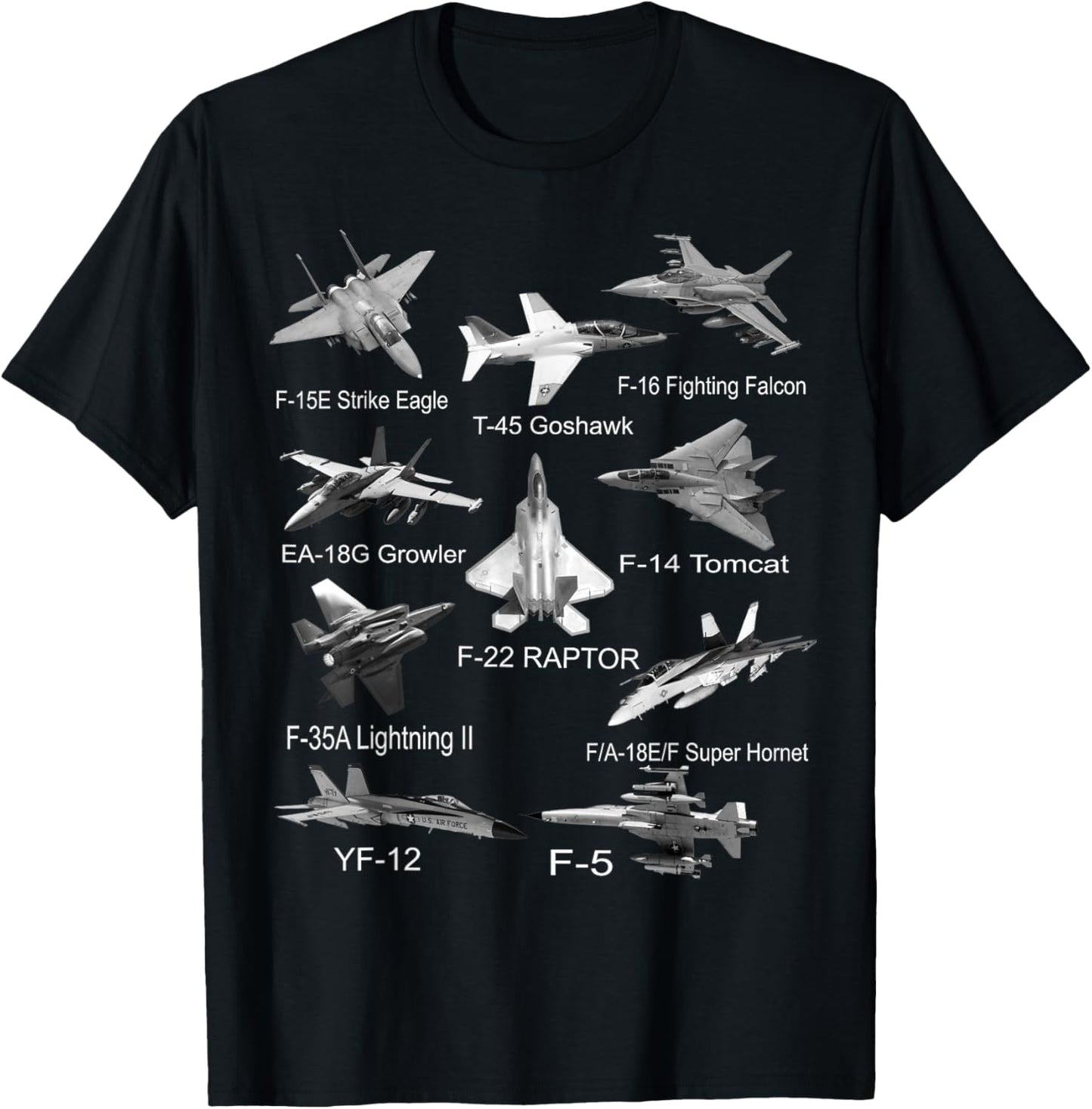 American Fighters Jets F22 Raptor F14 Tomcat Plane Spotting T-Shirt