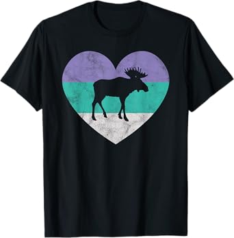 Moose Gift Shirt For Women & Girls Retro Cute T-Shirt