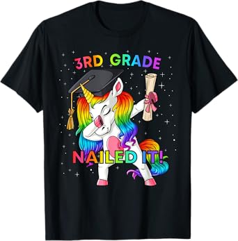 Dabbing Unicorn 3rd Grade Nailed It Graduation Girls Kids T-Shirt