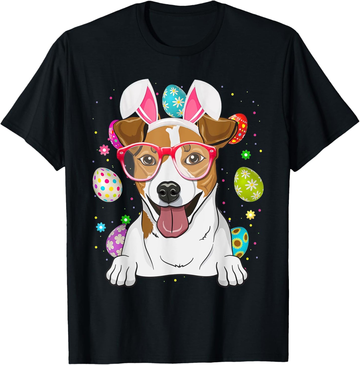 Cute Bunny Jack Russel Terrier Dog Face Easter Eggs Easter T-Shirt