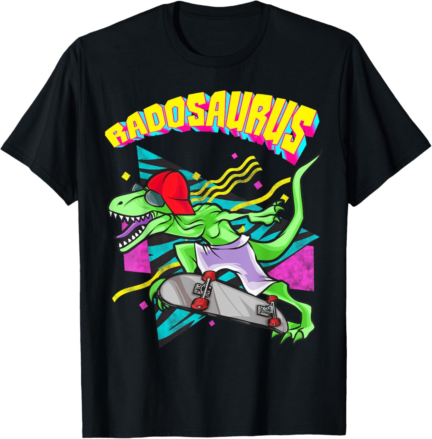Radosaurus Retro Dinosaur On A Skateboard Cute Animal Rex T-Shirt