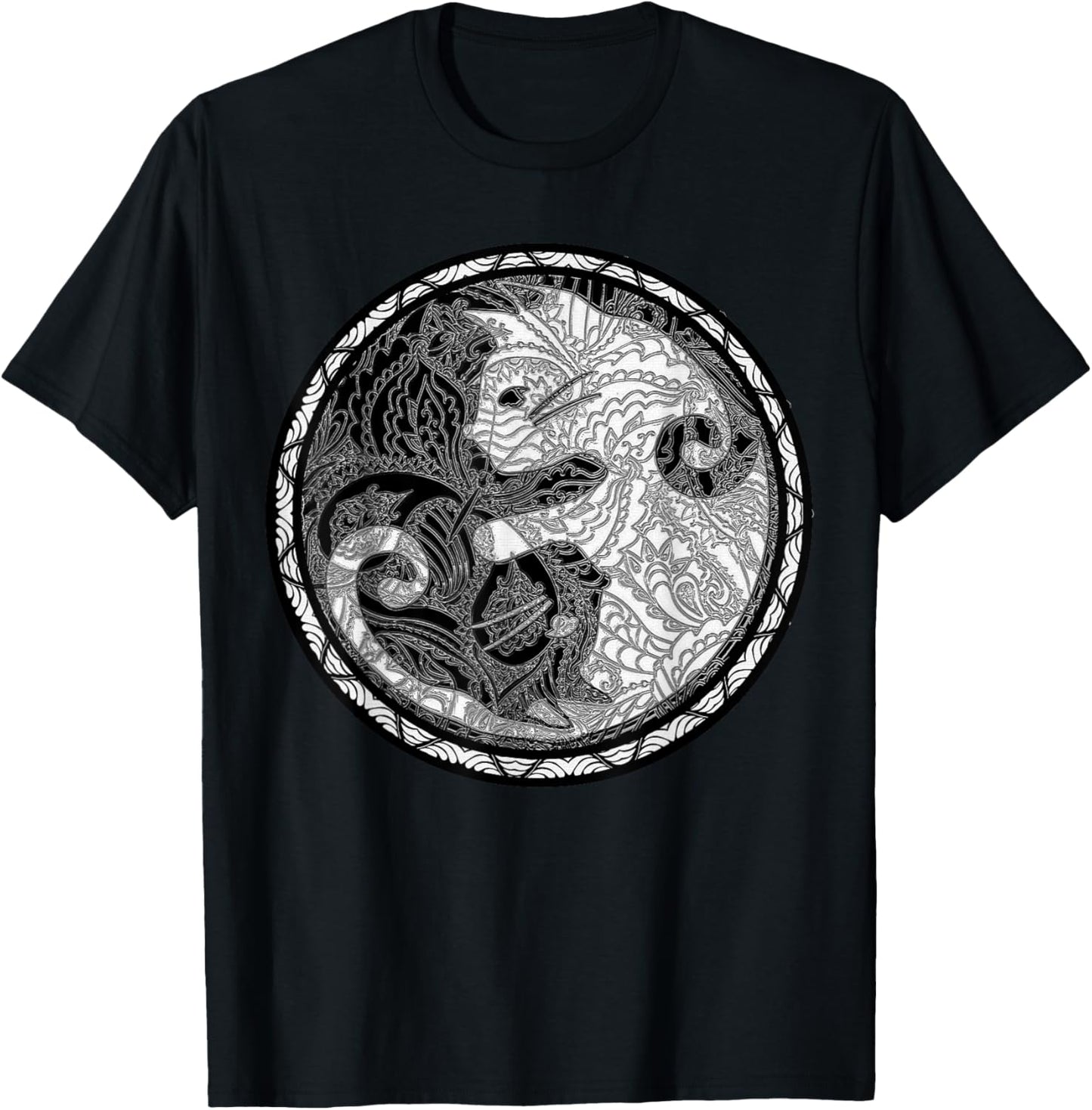 Yin Yang Cats Paisley Print T Shirt T-Shirt