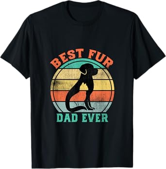 Best Fur Dad Ever Funny Retro Vintage Cat and Dog Owner T-Shirt