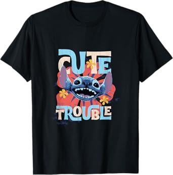 Disney Lilo & Stitch Cute Trouble Big Stitch Face Distressed T-Shirt