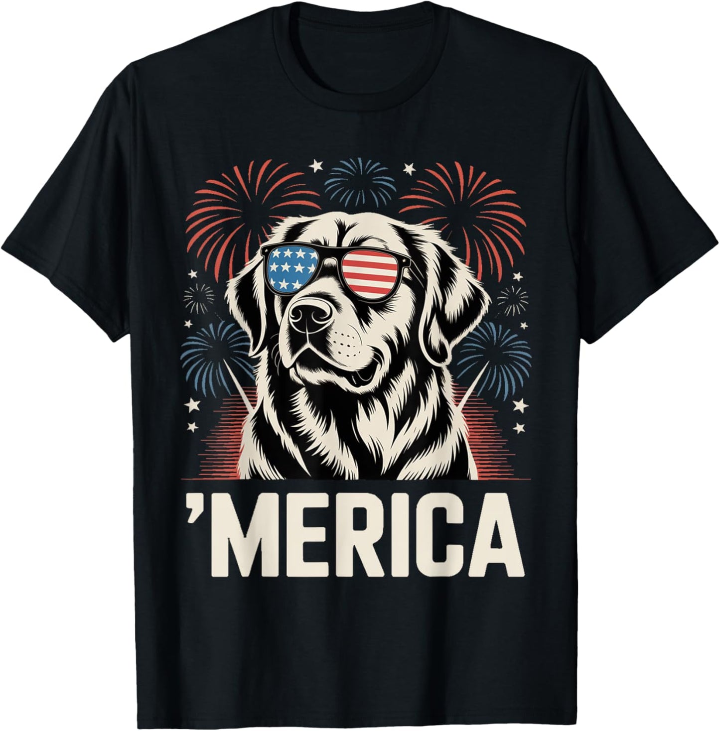 Golden Retriever Merica Dog Patriotic 4th Of July T-Shirt
