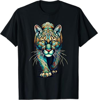 Mandala Art Cougars Cougar Mountain Lion Puma T-Shirt