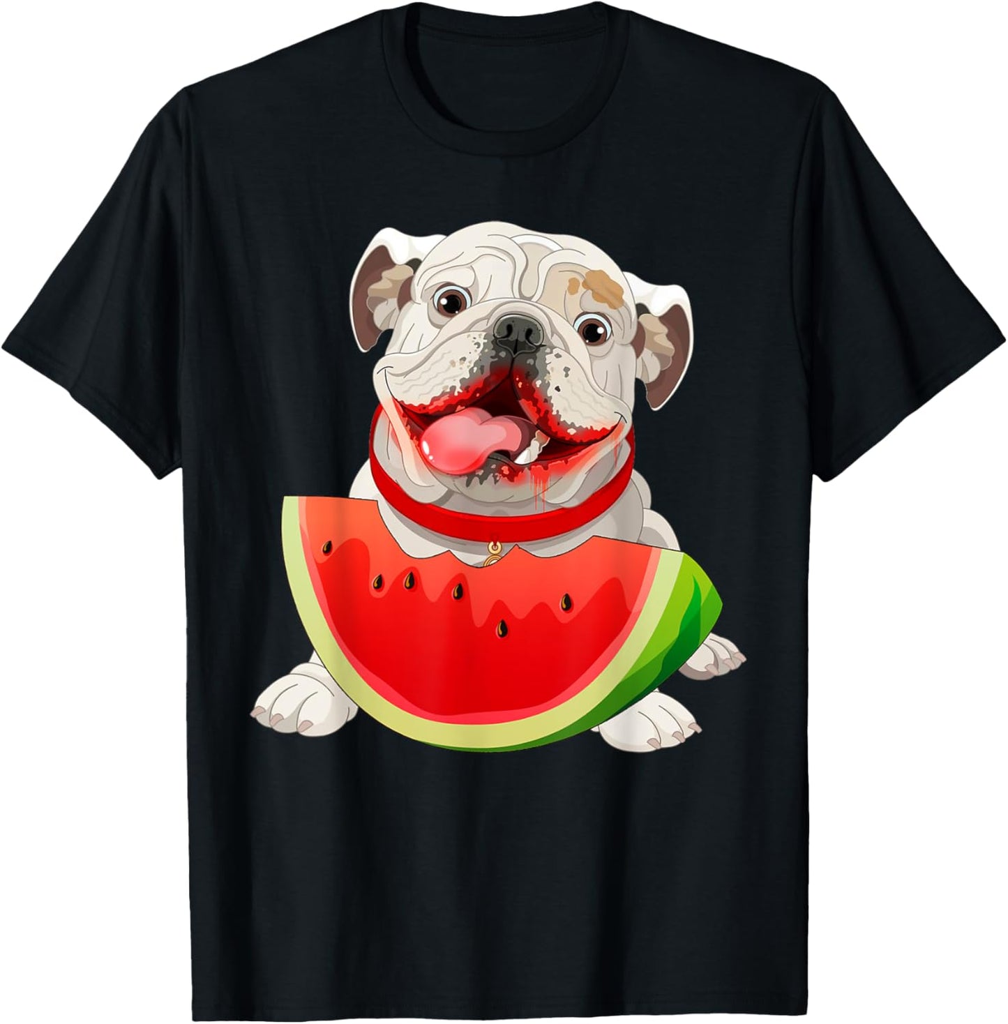 Funny English Bulldog Dog & Watermelon Slice Summer Vacation T-Shirt