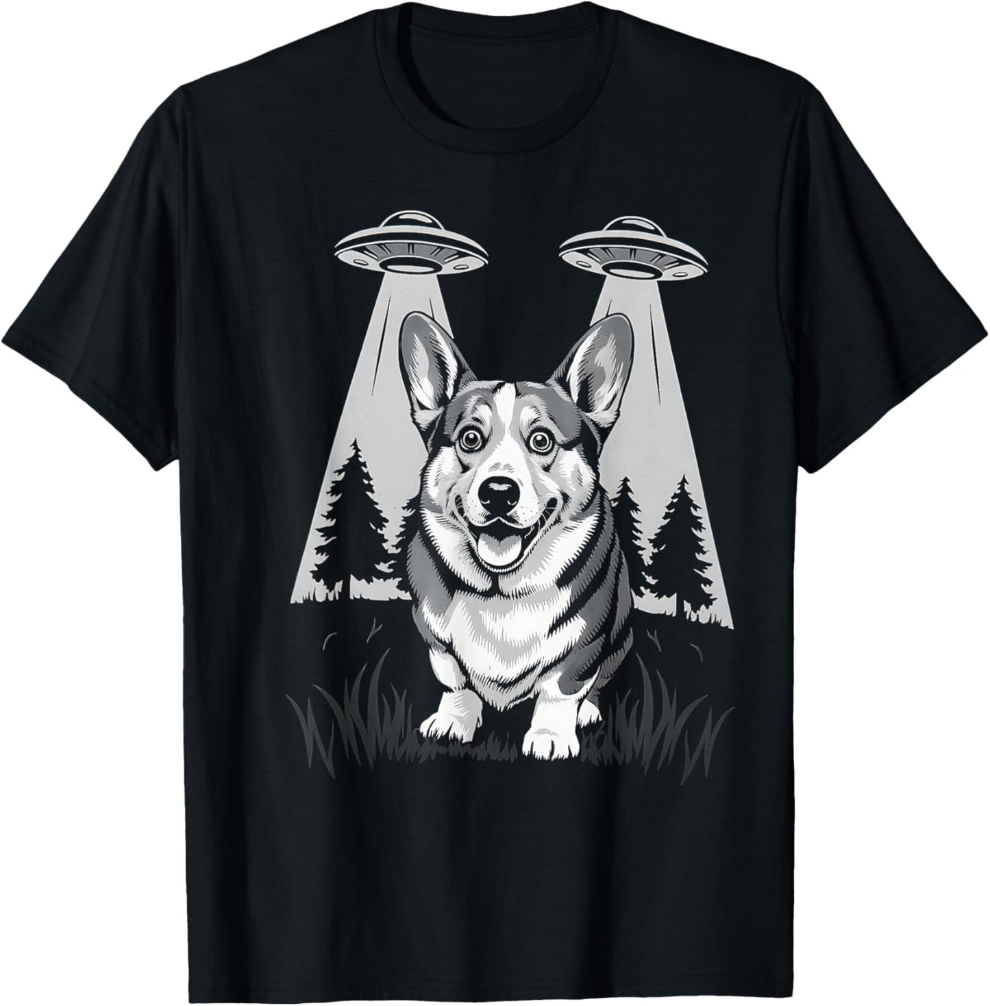 Corgi Alien UFO Spaceship Funny Dog Lover Gift T-Shirt