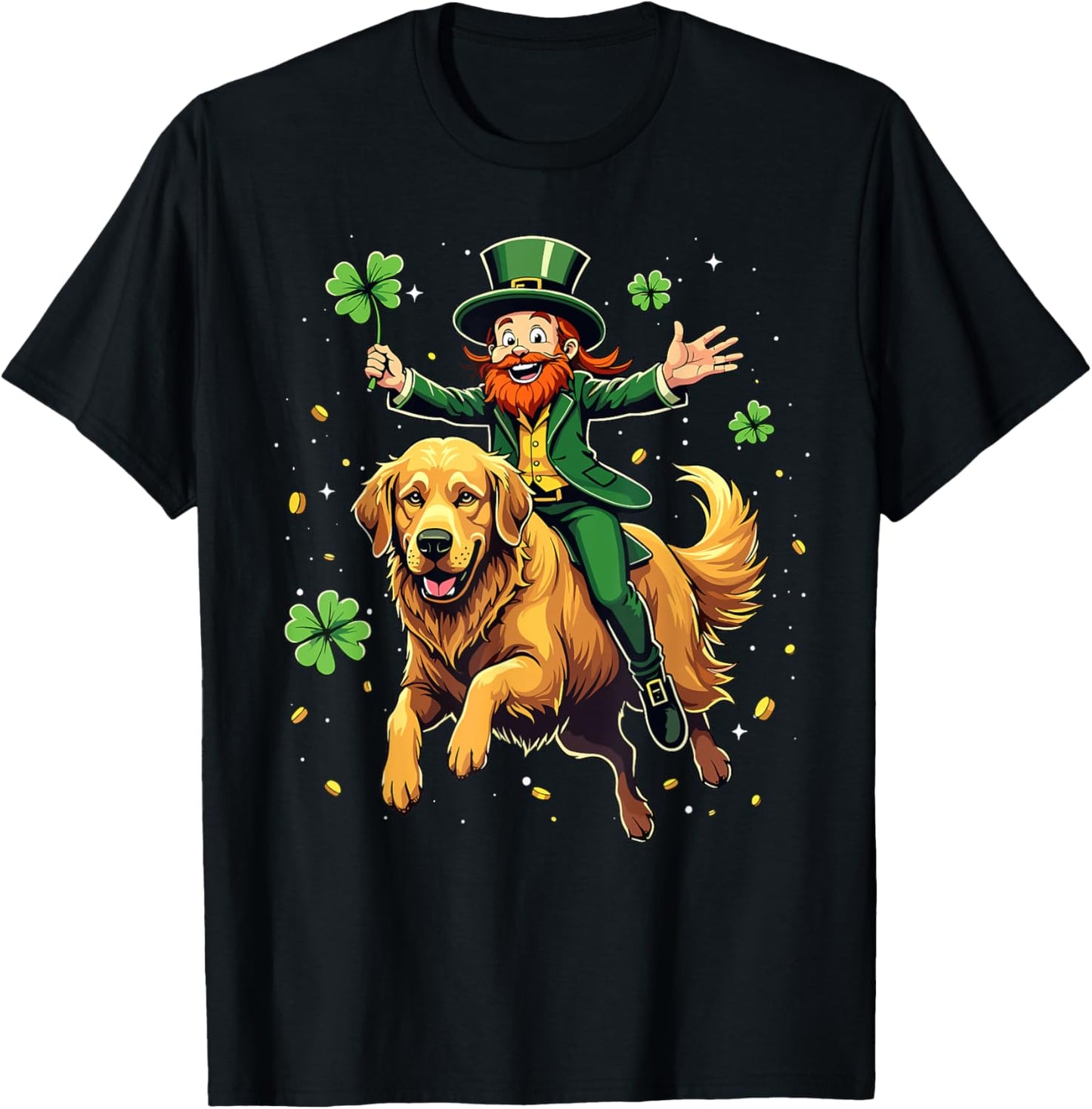 Golden Retriever St. Patrick's Day Leprechaun Dog Shamrock T-Shirt