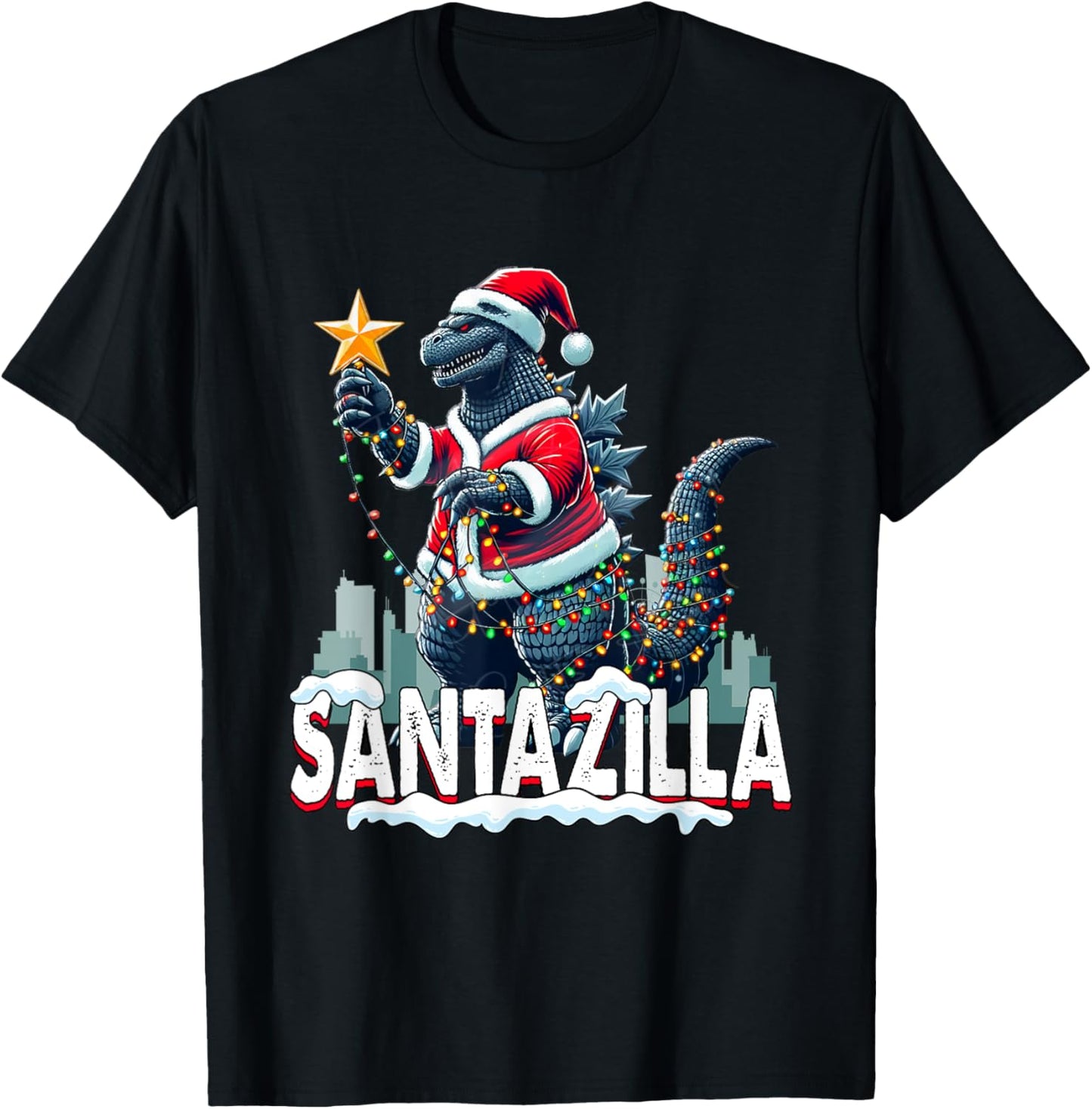 Kaiju Christmas Santazilla Japanese Monster Dinosaur Boys T-Shirt