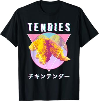 Vaporwave Tendies Chicken Tenders Japanese Kanji Glitch Art T-Shirt
