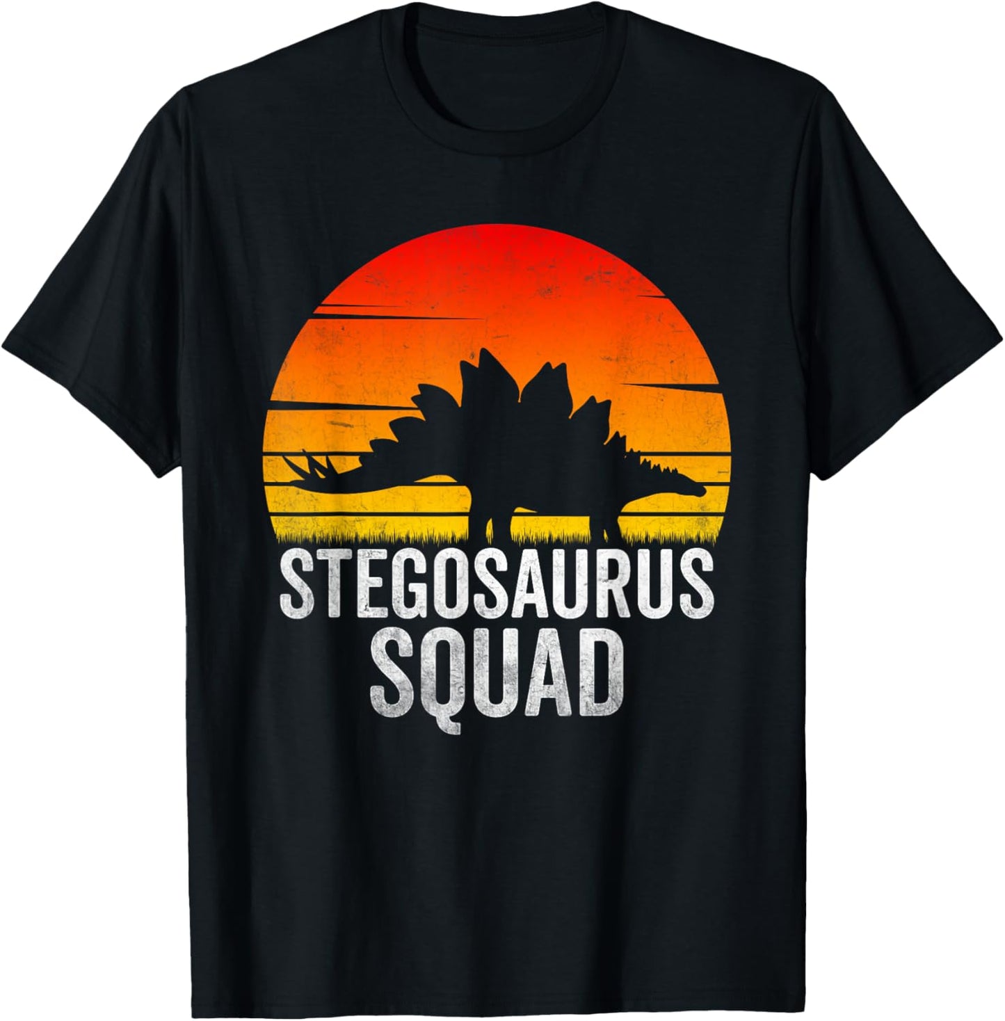 Stegosaurus Squad - Dinosaur Sunset Retro Distressed T-Shirt