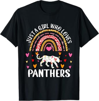 Just A Girl Who Loves Panthers Rainbow Panther Lover T-Shirt