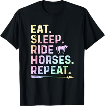Horse Girl Eat Sleep Ride Horses Repeat Horseback Riding T-Shirt