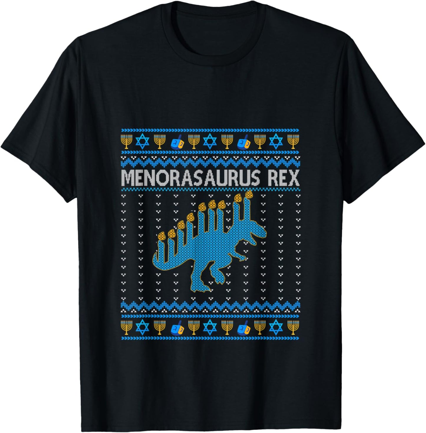 Menorasaurus Rex Trex Menorah Ugly Hanukkah tee Funny christ T-Shirt