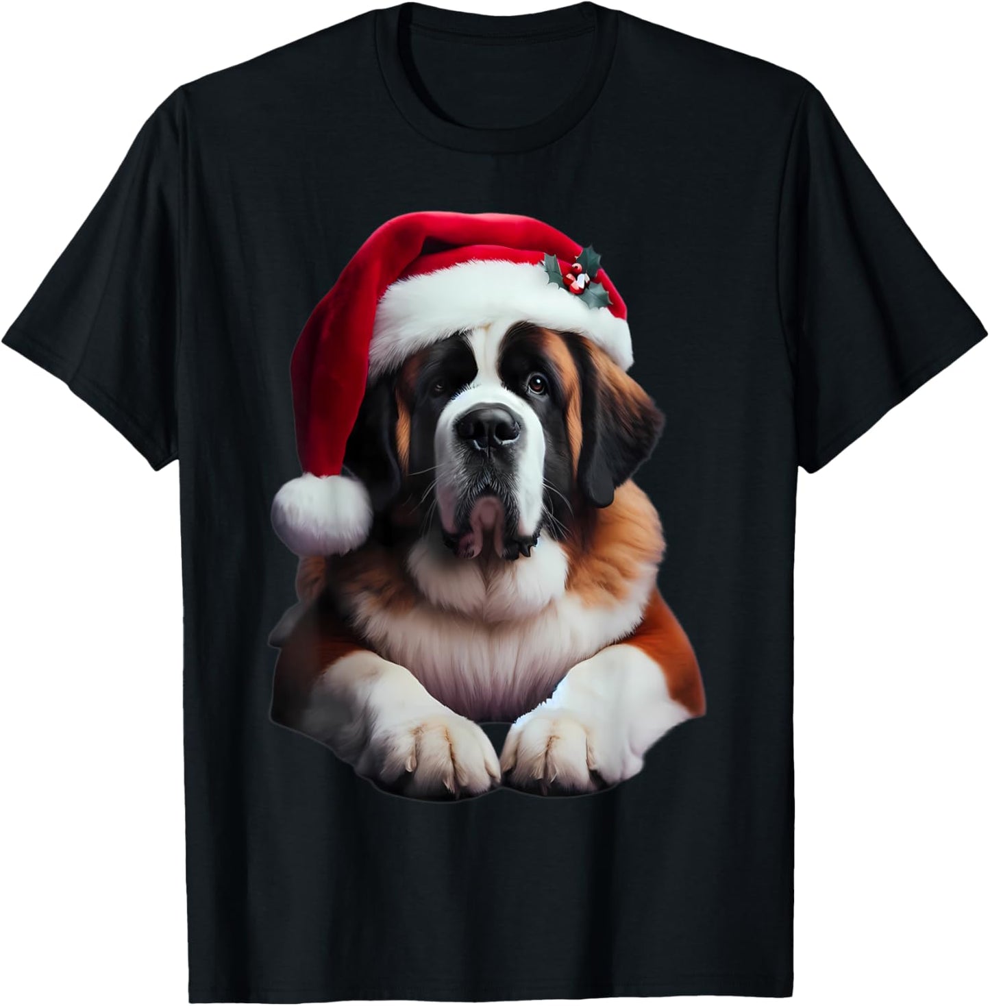 Saint Bernard With Santa Hat Christmas Xmas Dog Owner Mom T-Shirt