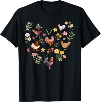 Wildflower Chicken Heart Farm Animal Farmer Men Women Kids T-Shirt