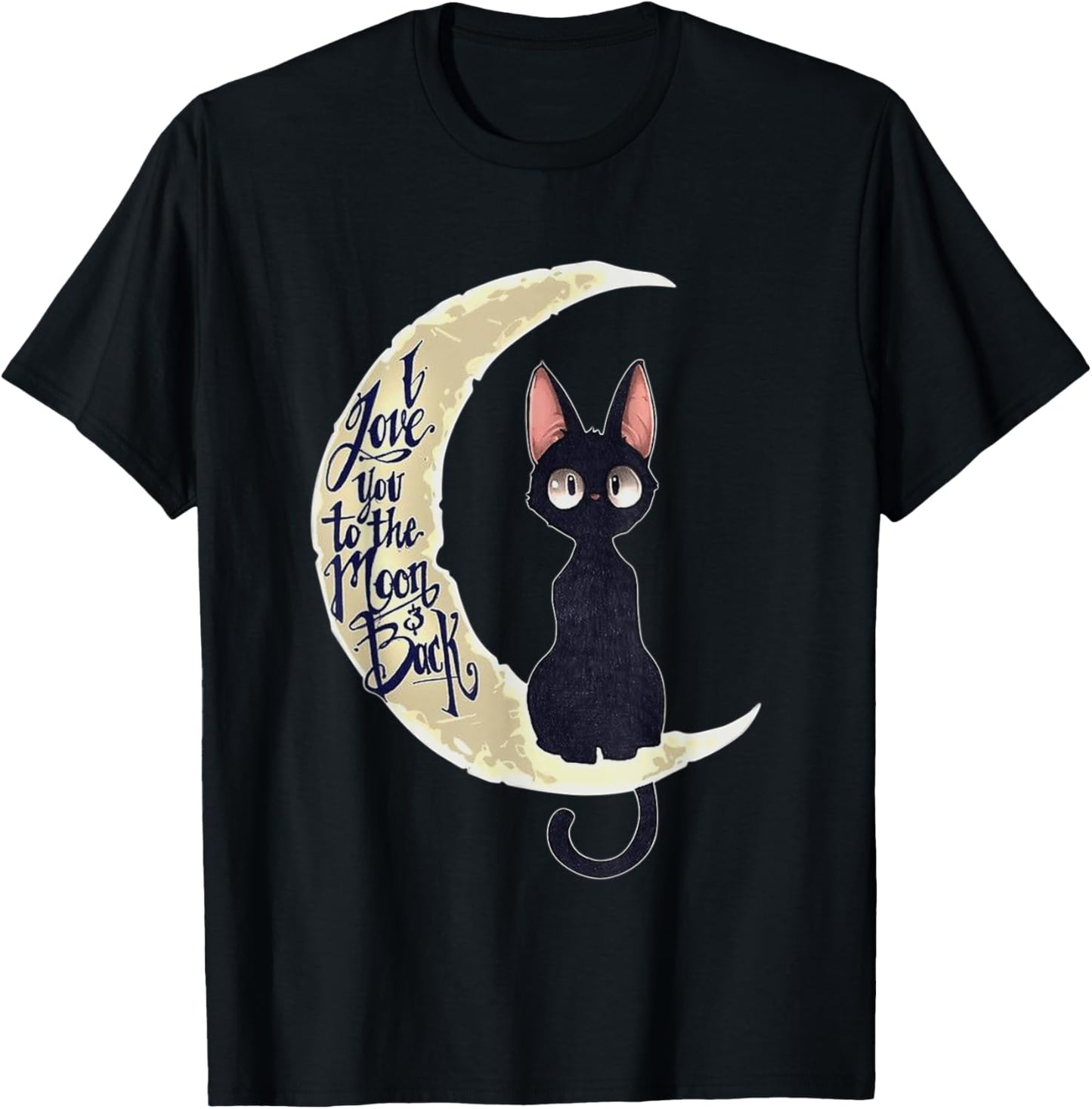 Black Cat I Love You To The Moon And Back Cat Lover T-Shirt