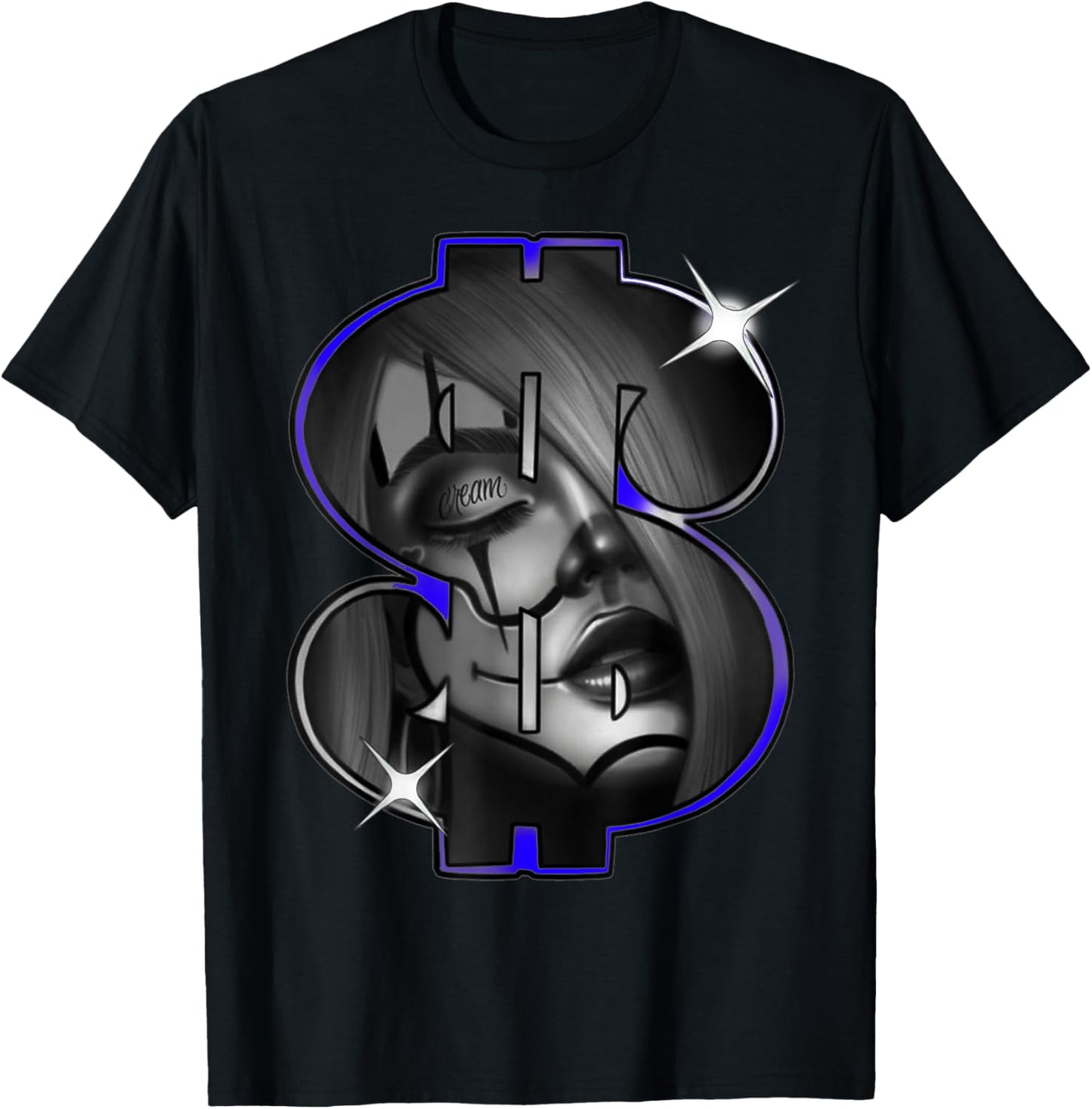 Chicano Payasa Clown Girl Money Symbol Indigo T-Shirt