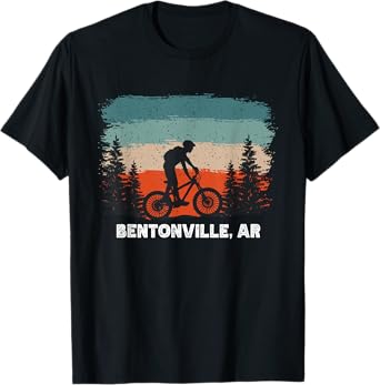 Mountain Bike Retro Sunset Vintage Bentonville, AR T-Shirt