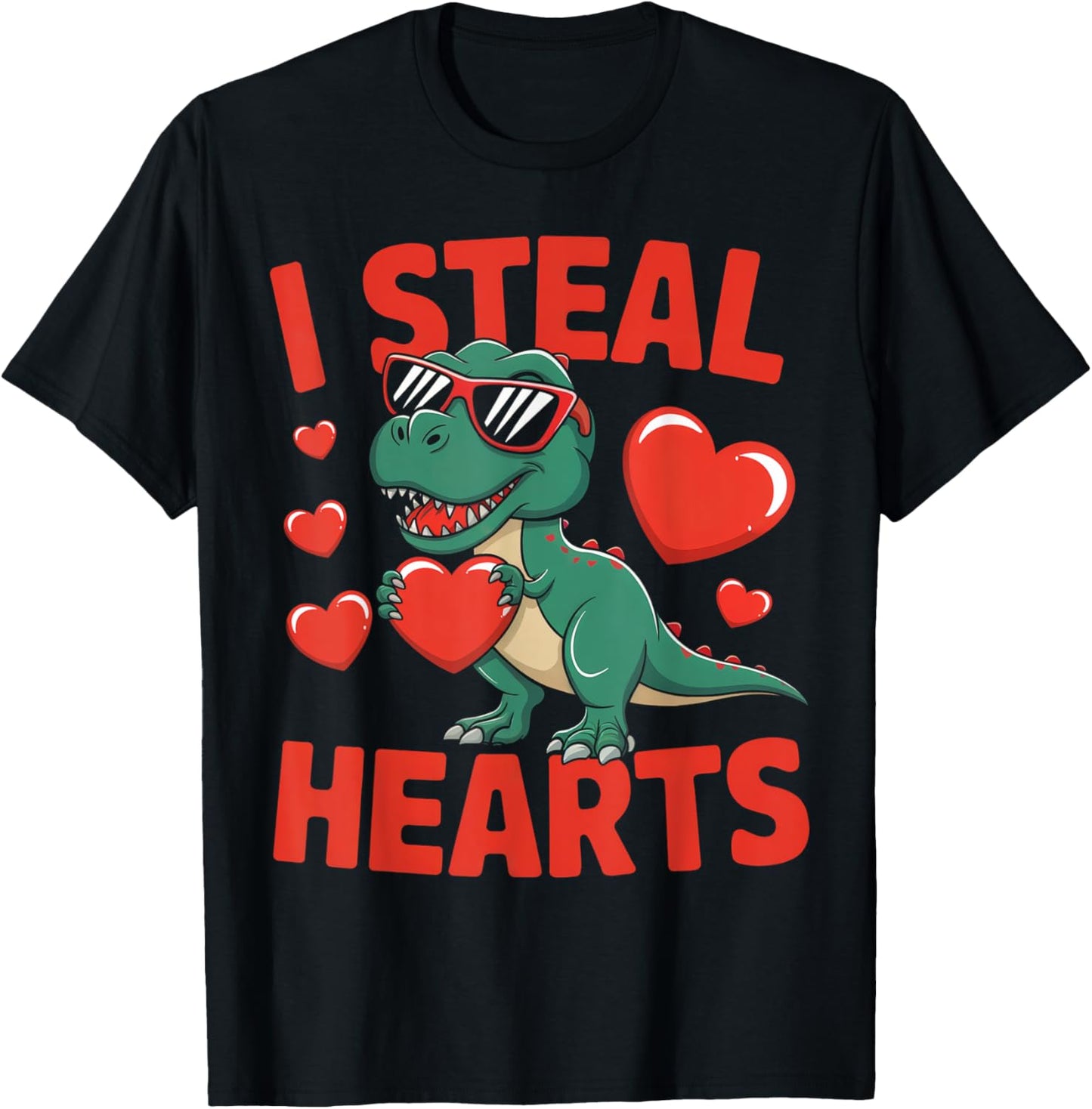 Funny Dinosaur Valentine Design with Hearts T-Shirt