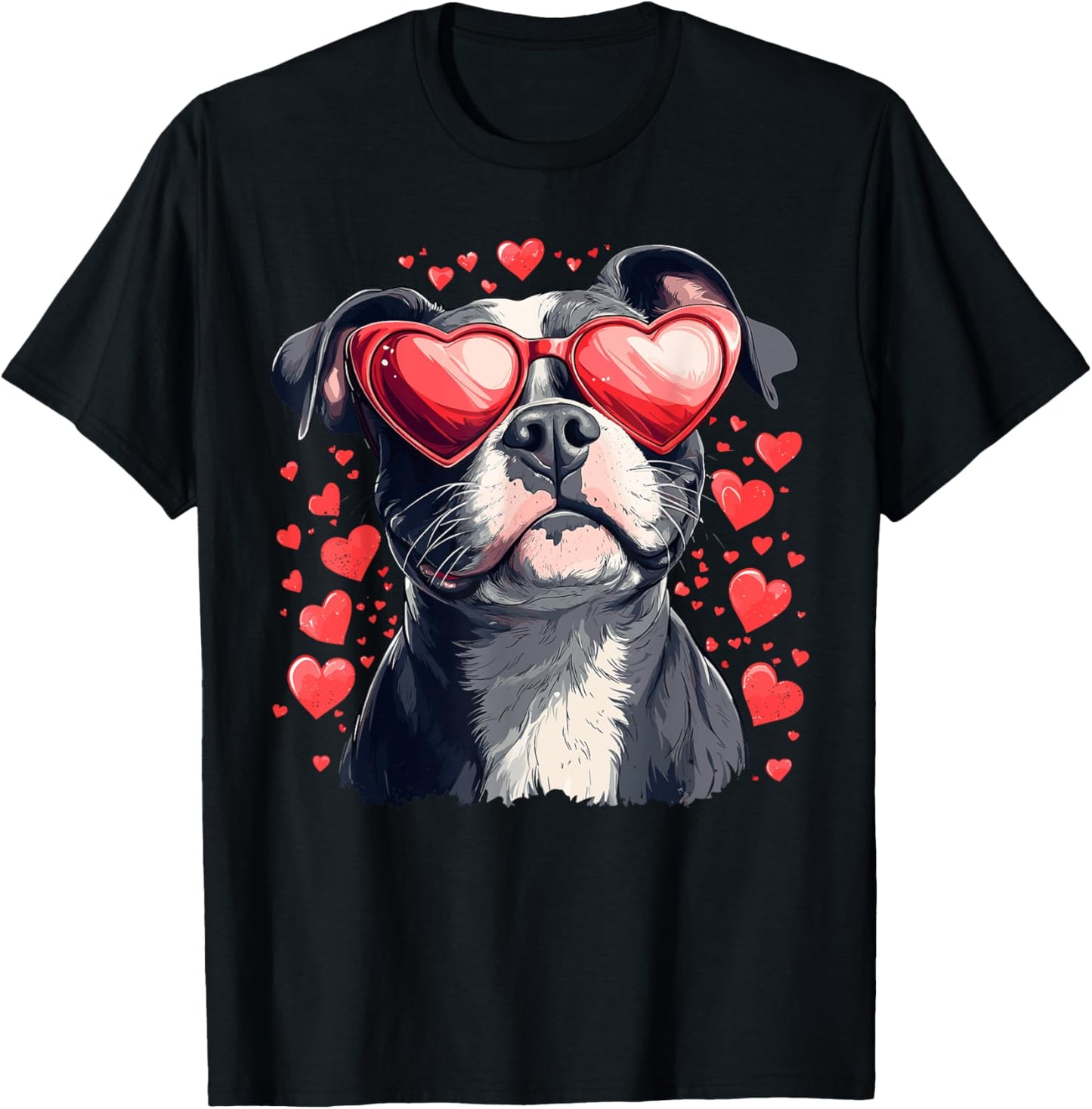 Pitbull Heart Glasses Cute Pittie Dog Lover Mom Dad Kids T-Shirt