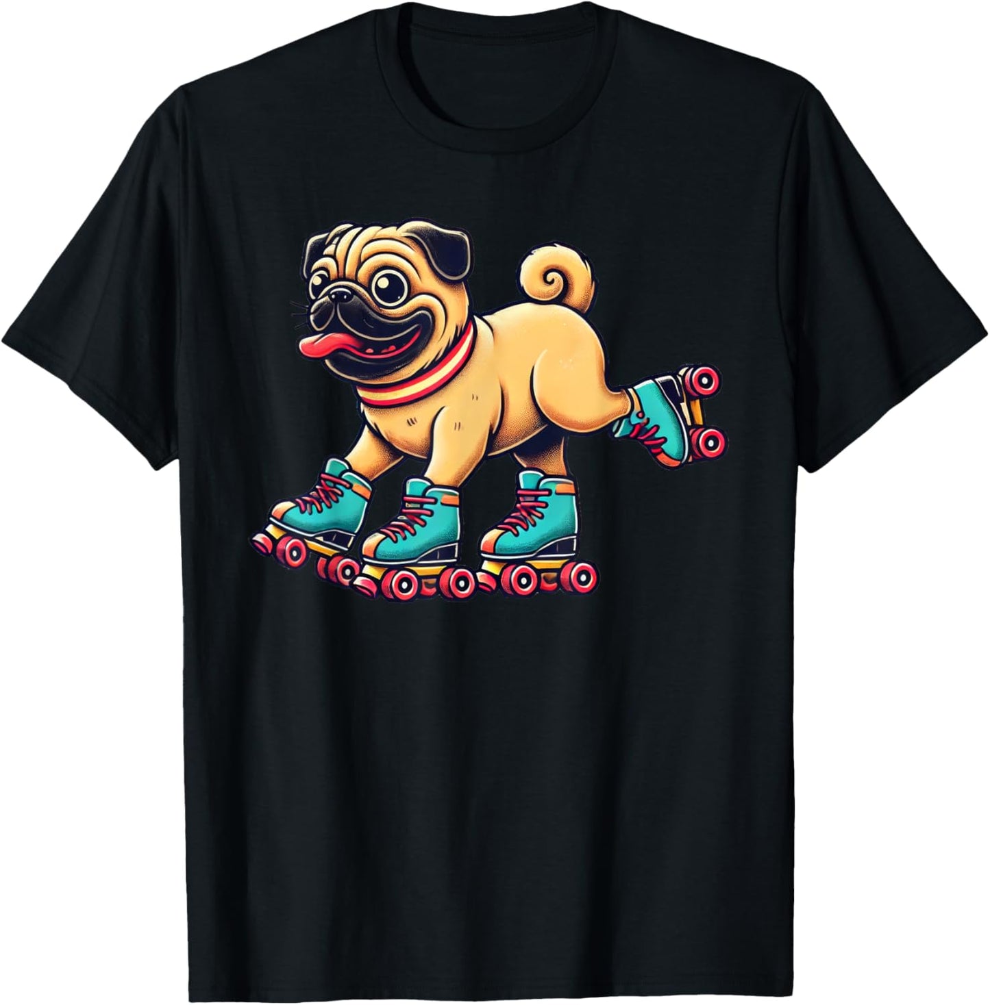 Dog Pug Roller Skates Skating T-Shirt