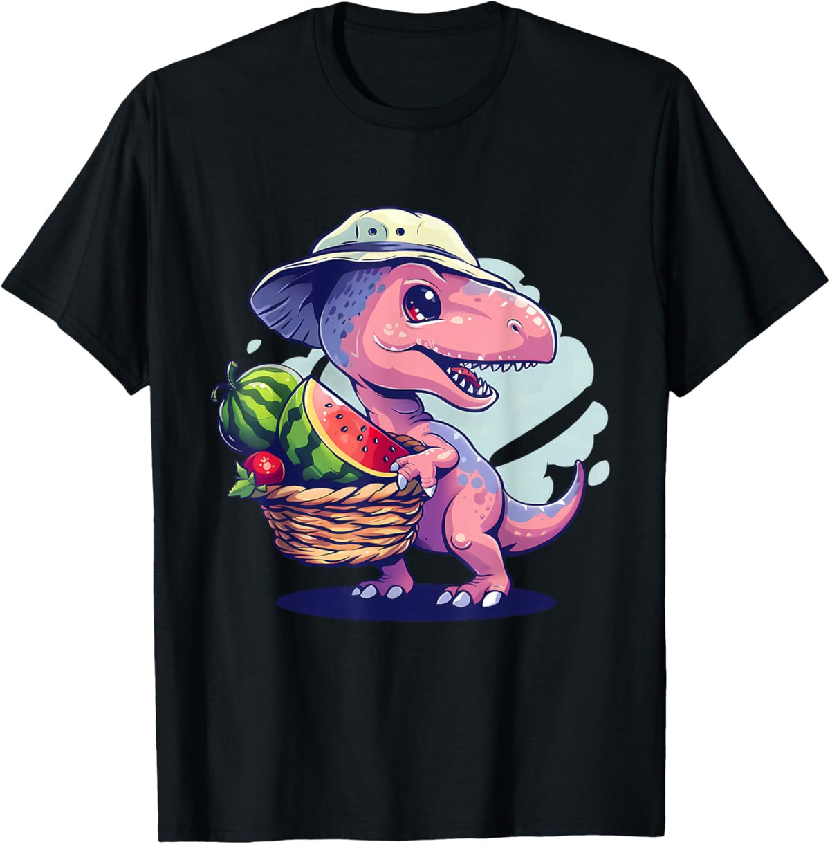 Watermelon Dino Watermelon Lover Animal Art Drawing T-Shirt